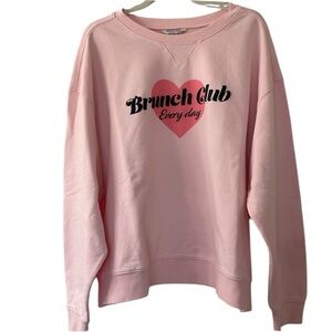 WILDFOX Graphic Crewneck X-Small Pale Pink NWT